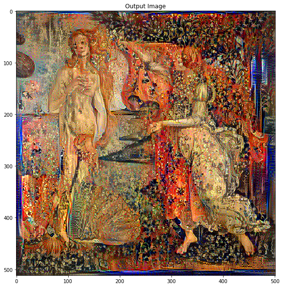 A section of the Birth of Venus with a more detailed, pixelated look. Lots of repeated leaf images in the background